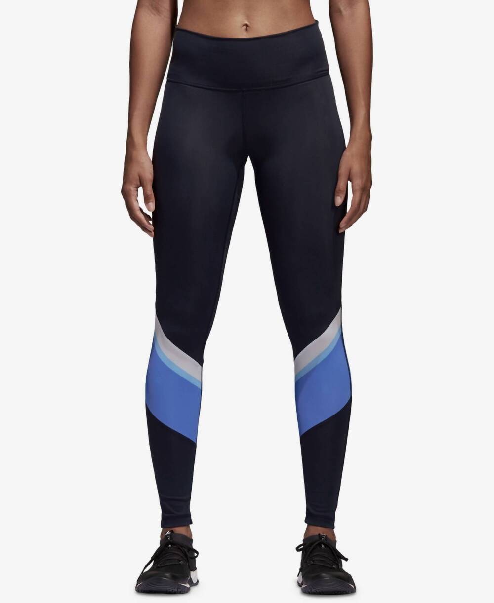 NEW ADIDAS wanderlust colorblocked high waist training leggings in legend ink